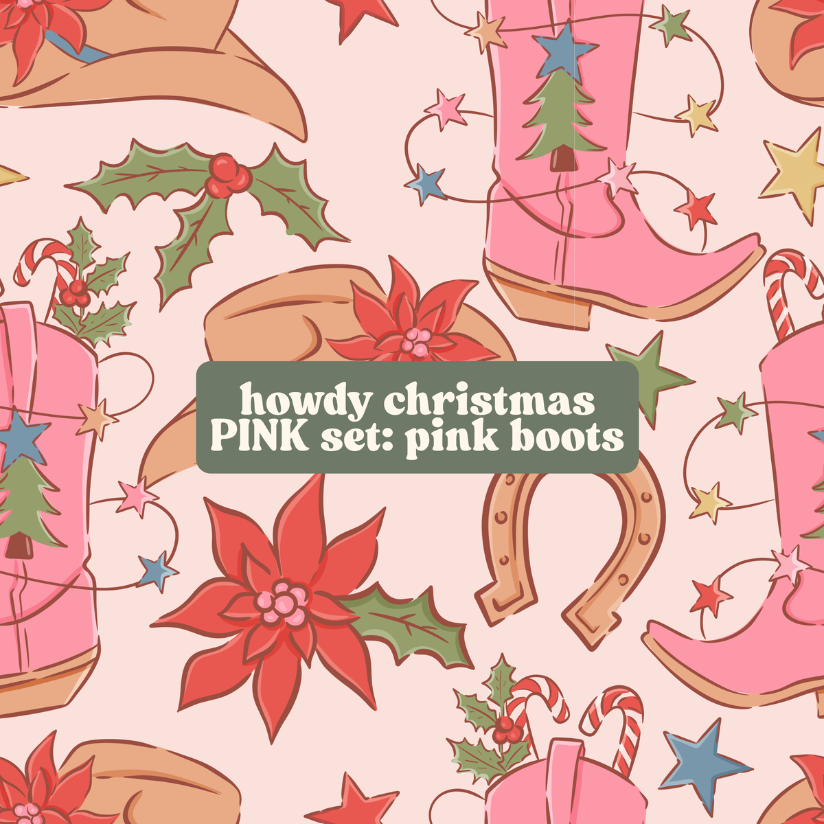 howdy christmas PINK set (collection of coordinate prints)